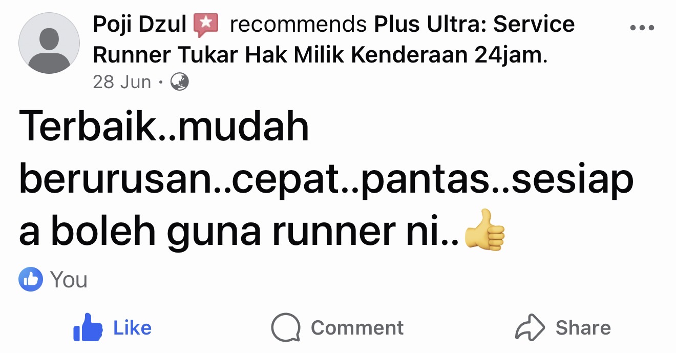 Screenshot ulasan pelanggan tentang urusan yang cepat dan mudah